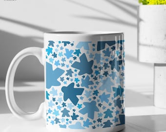 Meeple Pattern Coffee Mugs | 11oz and 15oz Coffee mugs for geeks of board games | hot beverage mugs coffee tea drinkware gift cup meeples