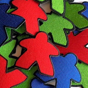 Meeple Patches Iron-on Meeple Patch for board game fans and geeks Iron on Meeple Badges meeples Player Patches Geeky Goodies image 1