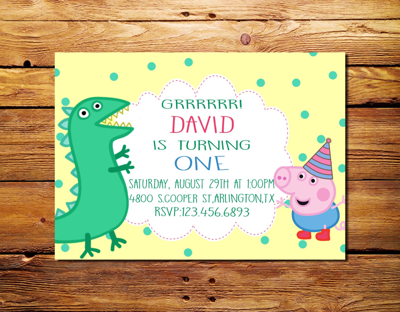 Pig Birthday Invitation Peppa Pig Custom Personalised Etsy