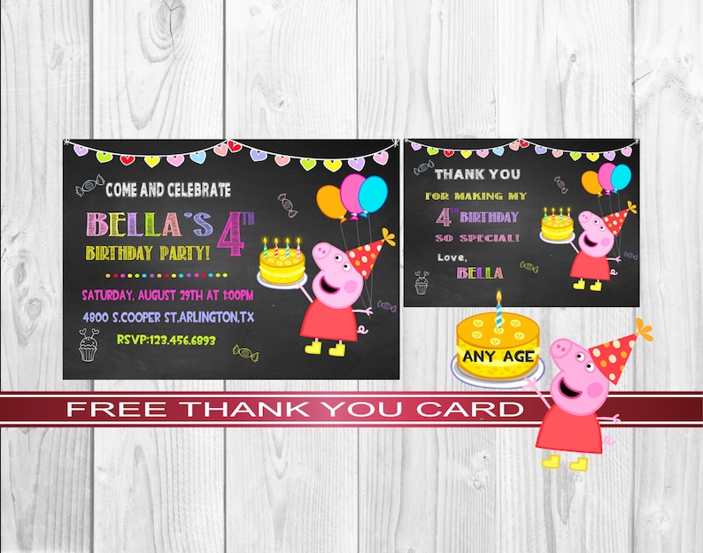 Peppa Pig Invitation Kids Party Peppa Pig Printable Peppa Etsy