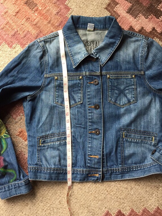 Denim shirt duster with painted angel