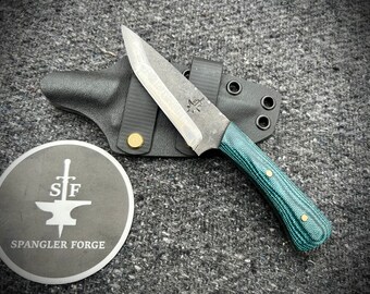 EDC Tanto Belt Knife- Teal Micarta