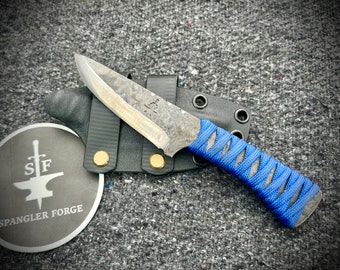 Forged Belt Knife- Blue Paracord