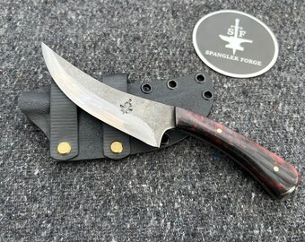Forged Skinning knife- Red/Black Resin