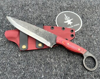 Forged Ringed Fighter- Red Micarta