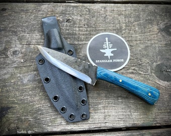 Forged Belt Knife- Blue Micarta