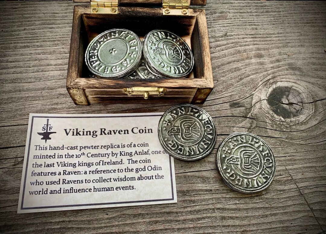 Raven Runes Coin Viking Raven Coin - Etsy