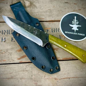 Forged Belt knife- Yellow Resin