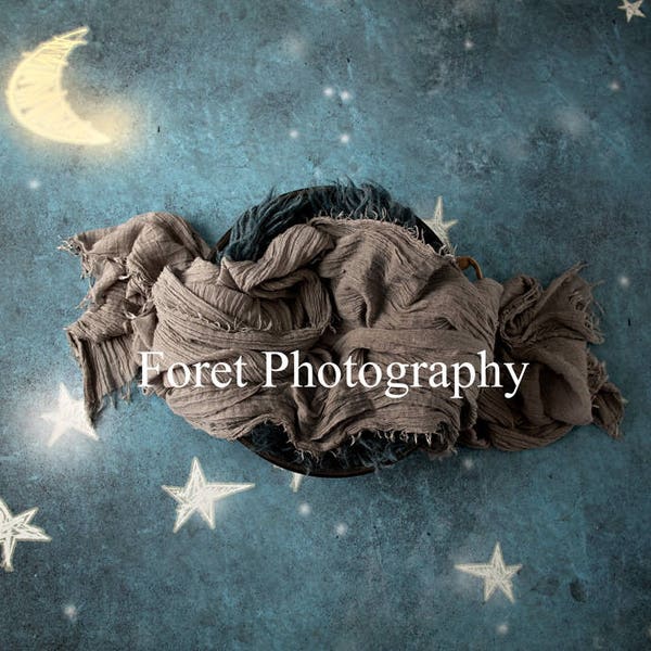 2 versions of Digital Backdrop/ Background Moon and stars for Newborn Photography. Baby Photography/ Girl/ Boy/ Photoshop /digital composite