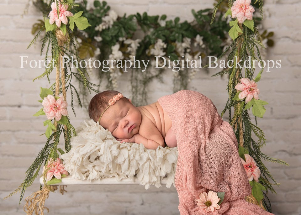 For Digital composite flowers Digital Newborn Photography Girl 3 versions of Cream Floral Backdrop Background