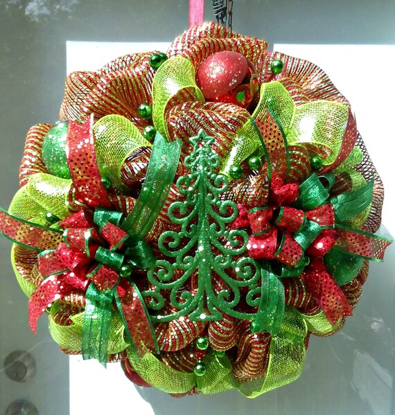 Christmas Deco Mesh Wreath Christmas Wreath Seasonal Decor Etsy