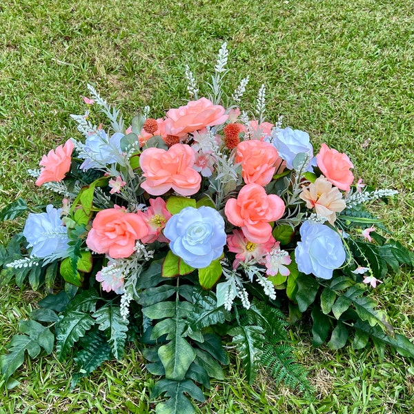 Cemetery Saddle, Graveside Arrangement, Headstone Arrangement, Cemetery Arrangement, Flowers for the Cemetery, Tombstone Grave Decor