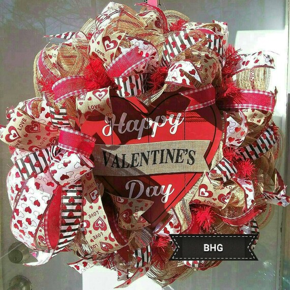 Valentine S Day Wreath Front Door Wreath Deco Mesh Wreath Gifts For Her Seasonal Decor Home Decor Office Decor Burlap Wreath Rustic