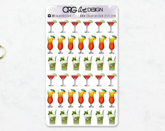 Cocktail Stickers | Planner Erin Condren Filofax Travelers Notebook