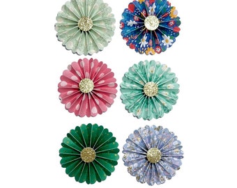 Set of 6 Handmade Rosettes | Crafting Card Making Embellishments