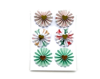 Set of 6 Handmade Rosettes  | Crafting Card Making Embellishments