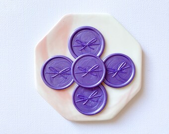 Self Adhesive Wax Seals "Purple - Bow" | Crafting Invitations Penpals Letter Writing Envelope