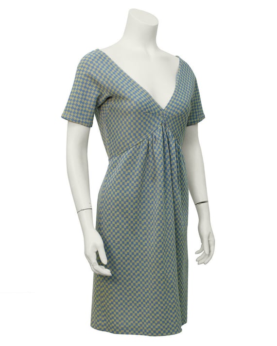 1960's Rudi Gernreich Blue V Neck Short Sleeve Che
