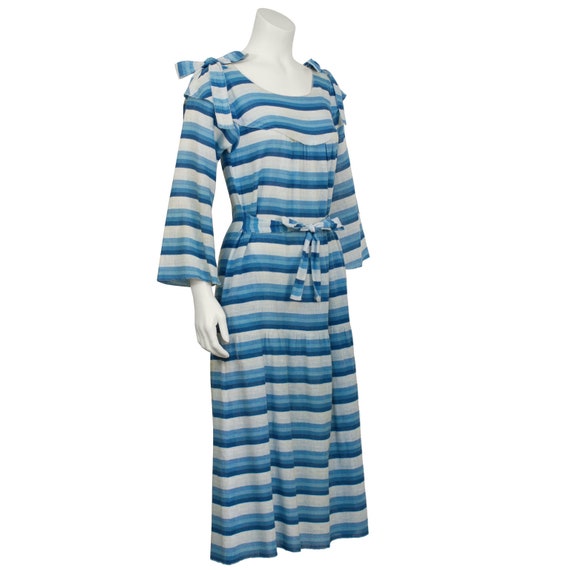 1970s Sonia Rykiel Blue striped peasant dress