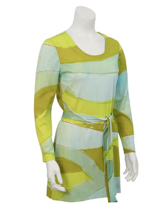 1960s Vera Blue & Green Graphic Print Tunic