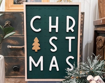 Merry Christmas Framed Sign | Boho Christmas Sign | 3D Sign | Laser Engraved | Boho Christmas Sign | Arch Sign