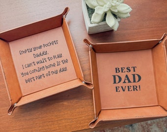 Leatherette Catch-All Tray | Gift for Dad | Personalized Father's Day Gift | Coin Tray | Engraved Gift | Father's Day Gift | Catch All Tray