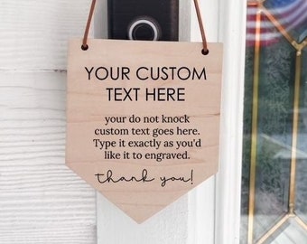 CUSTOM Please Do Not Knock or Ring Doorbell | Dogs will Bark Babies will Cry Sign | Sleeping Baby | Door Sign | Mom to Be | Baby Shower Gift