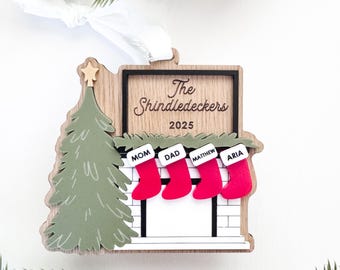 Personalized Family Names Ornament | Mantle Stocking Family Ornament | Christmas Ornament | Personalized Ornament