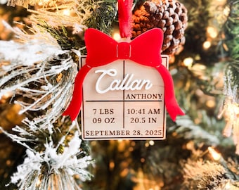 Baby's First Christmas Ornament | Baby's Keepsake Ornament | Personalized Baby Gift | Birth Stat Ornament | New Baby Gift | Mom Must Have