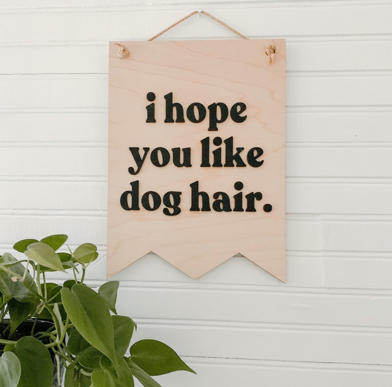 I Hope You Like Dog Hair 3D Banner Sign, Boho Decor, Handmade, Hanging Sign, Dog Lovers, Dog Mom Gift, Dog Dad Gift image 1