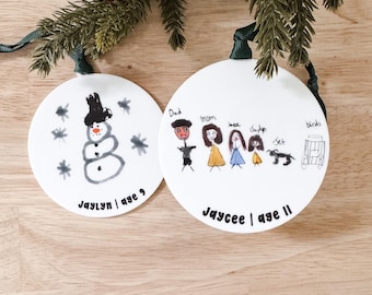 Keepsake Kids Drawing Tree Ornament | Personalized Christmas Gift | Keepsake Gift | Kid's Artwork