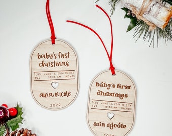 Baby Stats Personalized Christmas Ornament, Christmas Gift, Baby's First Christmas Ornament