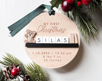 Baby's First Christmas Ornament | Baby's Keepsake Ornament | Personalized Baby Gift | Birth Stat Ornament | New Baby Gift | Mom Must Have