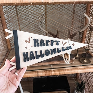 Happy Halloween Pennant Flag | Boho Halloween Decor | Handmade | 3D Halloween Sign |