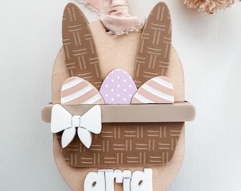 Personalized Modern Easter Basket Tag with Ribbon | Acrylic Easter Tags | Personalized Tags | Laser Engraved | Custom Tags | Basket Name Tag