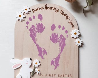Personalized Modern Easter Footprint Sign l My First Easter | Gift for Mom and Dad