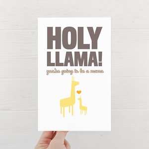 Carte imprimable de douche de bébé mignon, carte de douche de bébé Lama, Holy LLAMA ! Tu vas être une maman, carte imprimable, nouvelles idées cadeaux maman