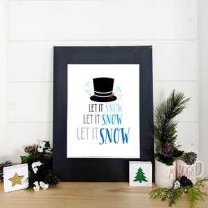Let is Snow Schneemann Winter Decor Print Sofort Download! Weiß und Blau, 8x10 Druck, Weihnachtsdekor, Manteldekor, Winter druckbares Schild