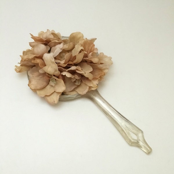 Vintage hand mirror, flower hand mirror, vintage plastic mirror, clear plastic mirror, vintage flower mirror, vanity set mirror,