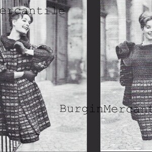 1960 pdf digital download aran weight chunky dress and puffy sleeve coat knitting pattern