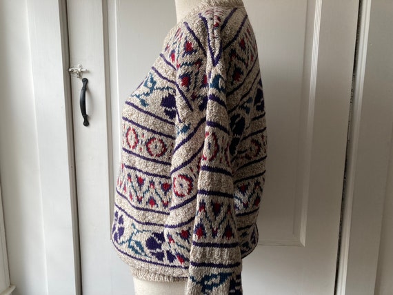 90s Northern Reflections floral Fair Isle knitted… - image 4