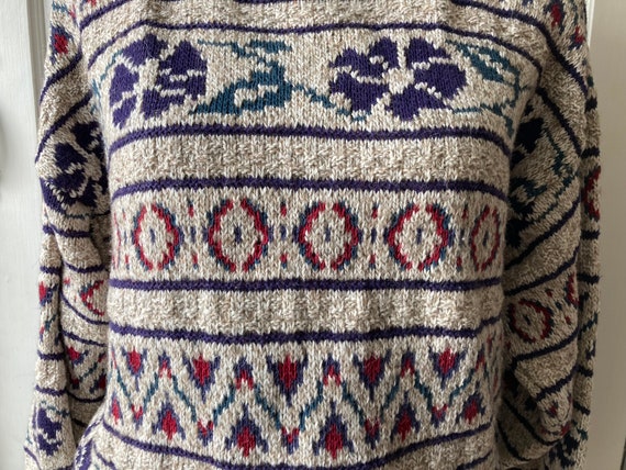 90s Northern Reflections floral Fair Isle knitted… - image 3