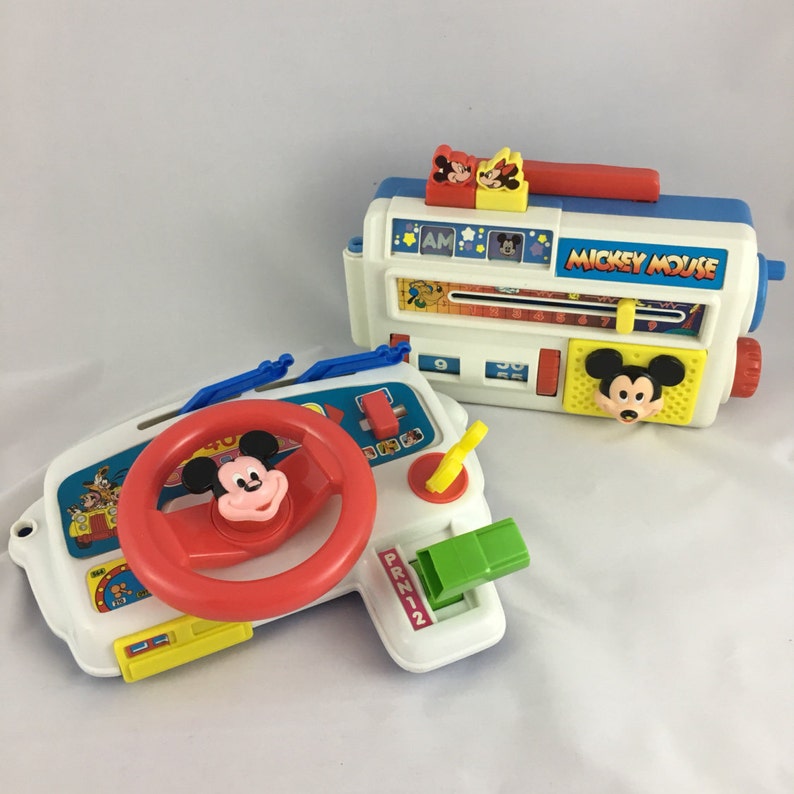 Vintage Radio DisneyJouet 80 Arco MouseMickeyRoue Jouets Alongs Mickey Années EnsembleDes Carry De Voiture 53qLAR4j