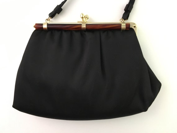 Vintage Ande purse, black satin Ande purse, lucit… - image 1
