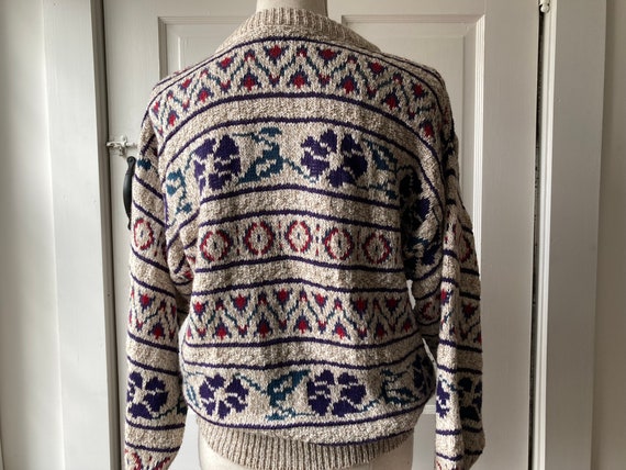 90s Northern Reflections floral Fair Isle knitted… - image 5