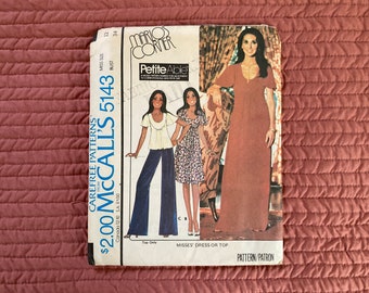 Uncut 1976 McCall's 5143 Misses' Dress or Top Marlo's Corner sewing pattern size 12 bust 34
