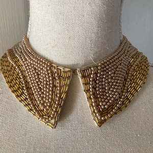 Vintage mid-century Baar and Beards Inc "Top Hit" seed pearl and beaded collar handmade in Japan