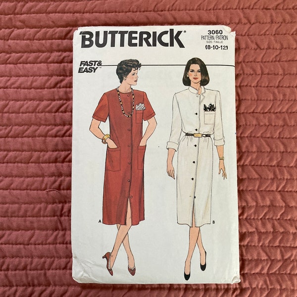 1985 Butterick 3060 misses' loose-fitting button down dress size 8-12