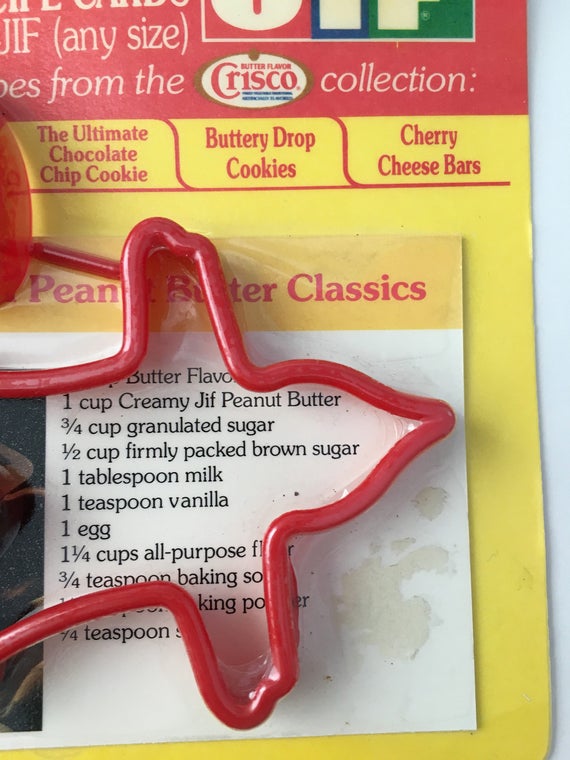 Jif christmas cookies santa cookie cutter Vintage unopened JIF cookie cutter package promo JIF cookie cutter 80s JIF cookie cutter