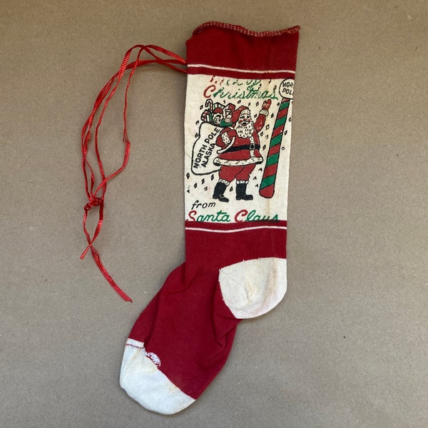 Vintage souvenir Christmas child's stocking from North Pole, Alaska "Merry Christmas from Santa Claus"